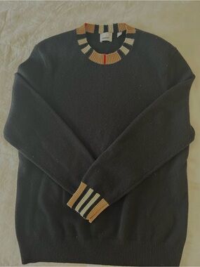 Burberry Women’s Icon Striped Trim Wool Sweater
